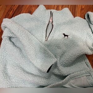 PINK Victoria's Secret Aqua Sherpa Pullover